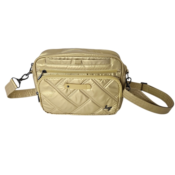 Lug Carousel XL Quilted Crossbody Bag Metallic Gold RFID protection